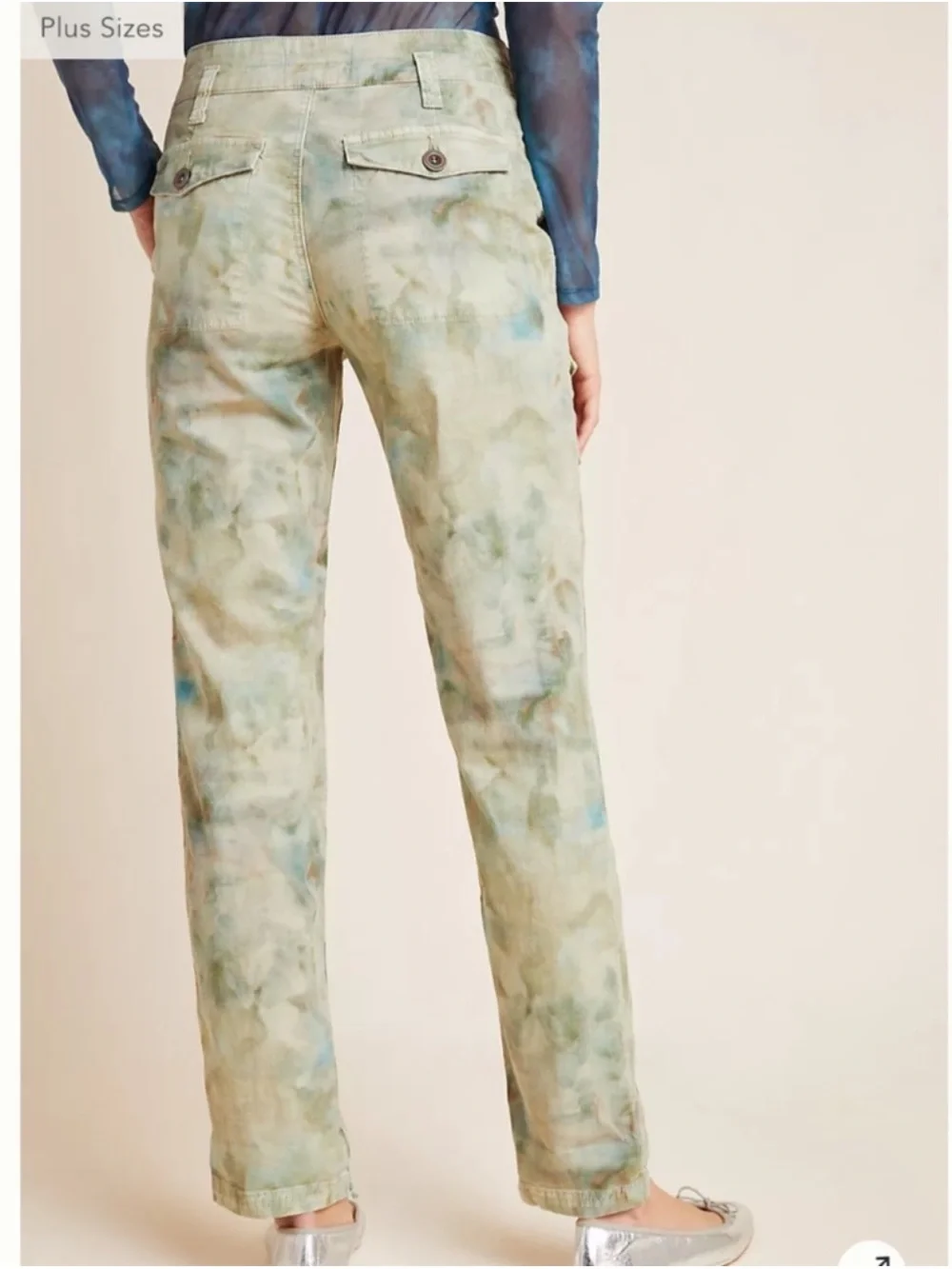 Anthropologie THE WANDERER Cargo Pants with Blue Tie-Dye Accents - Size 25